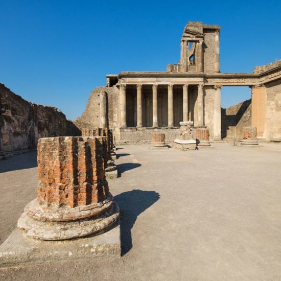 Ruins of the ancient roman city of Pompeii, which was destroyed by volcano, Mount Vesuvius, about two millenniums ago, 79 AD